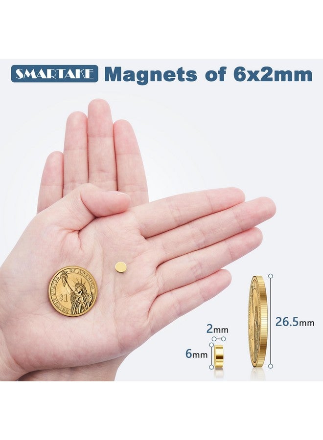 SMARTAKE 40 Pcs Refrigerator Magnets, 6x2mm Small Round Fridge Magnets, Multi-Use Premium Neodymium Tiny Circle Magnets, for Whiteboard, Billboard, Crafts, DIY, Home, Kitchen, Office, School (Gold) - Image 2