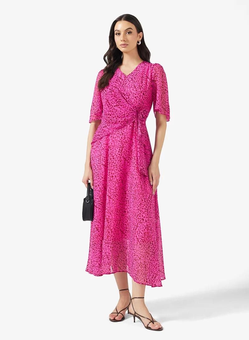 ايلا Printed Dress With Flouncy Sleeves