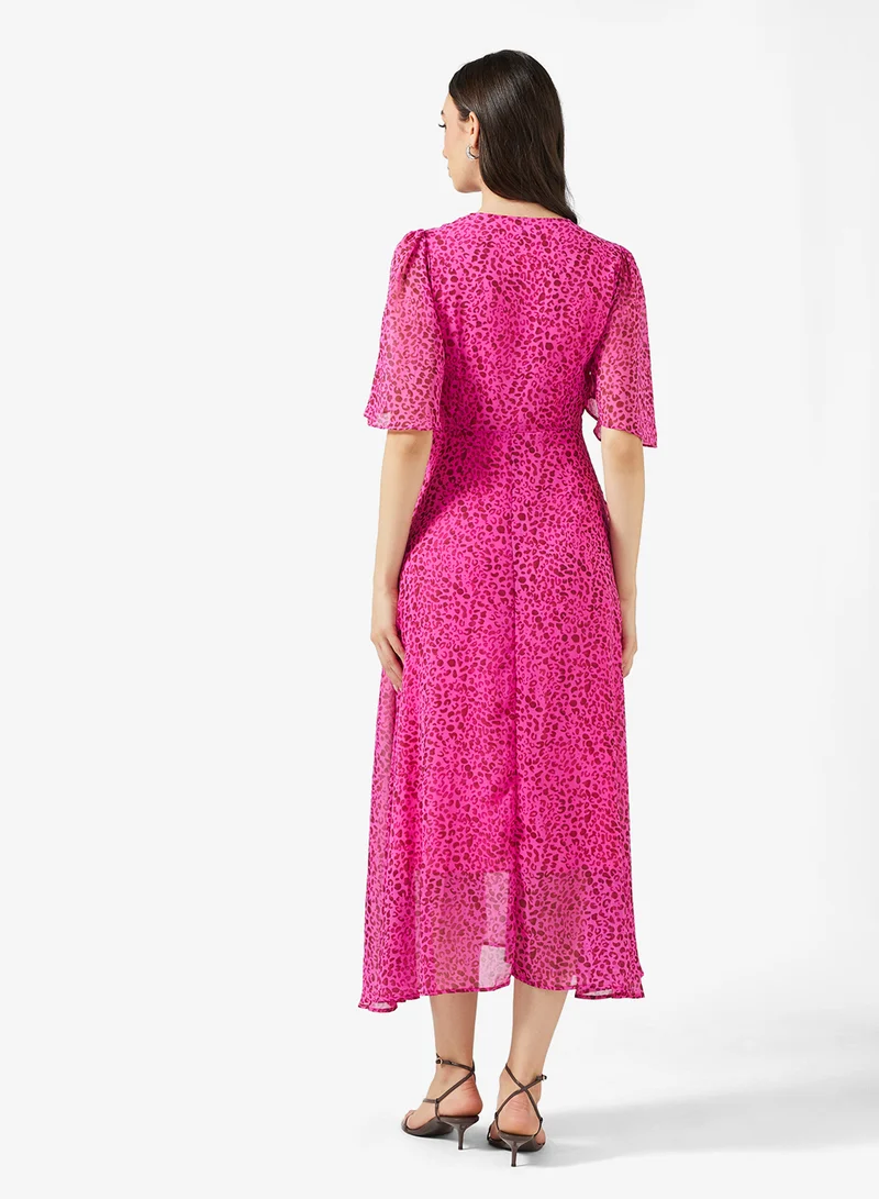 ايلا Printed Dress With Flouncy Sleeves