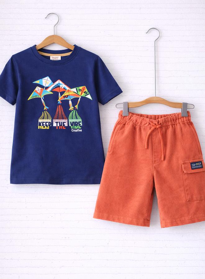 victor and jane Boys Cotton Graphic T-Shirt and Shorts Set - Image 4