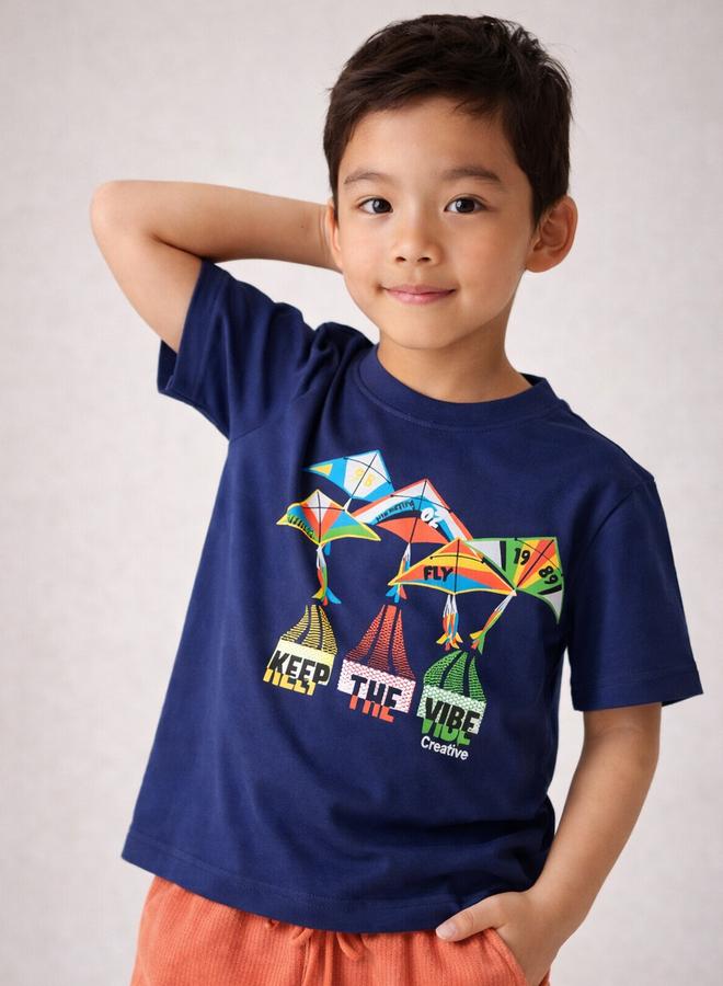 victor and jane Boys Cotton Graphic T-Shirt and Shorts Set - Image 2