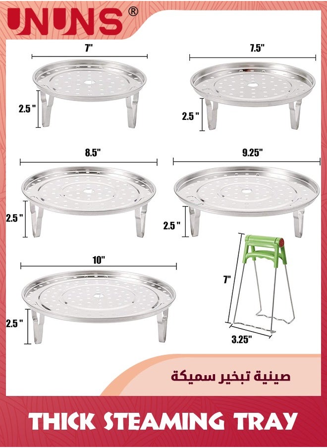 UNUNS 6 PCS Stainless Steamer Rack,Pressure Cooker Canner Rack & Cooling Rack with Detachable Legs,Round Pot Steaming Tray for Baking Cooking Steaming(7 7.5 8.5 9.25 10in with Anti-scald  Clip)  - Image 2