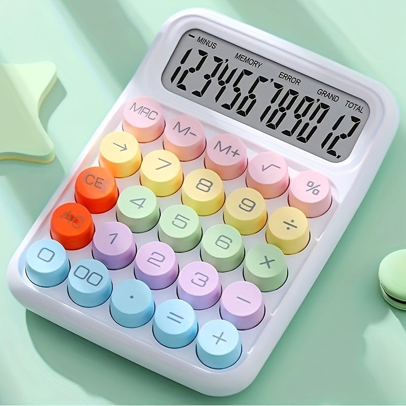 1pc Lilac And Sky Blue Keyboard Calculator 12 Bit Mechanical Big Buttons Candy Colored For Office School Use - Image 4