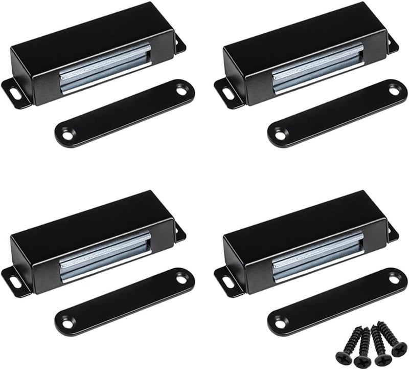 WOOCH Magnetic Door Catch - 50lb High Magnetic Stainless Steel Heavy Duty Catch for Kitchen Bathroom Cupboard Wardrobe Closet Closures Cabinet Door Drawer Latch (Black, 4-Pack) - Image 1