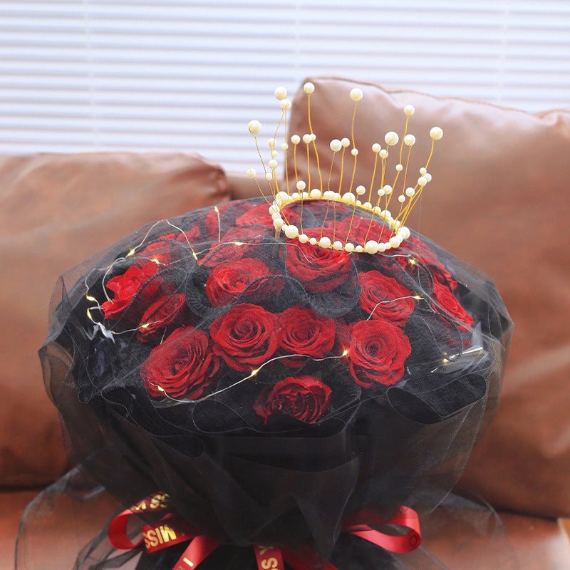 Flower Bouquet Crown Silver Gold Pearl Crown Cake Decoration Queen Crown Baking Floral Accessories - Image 2