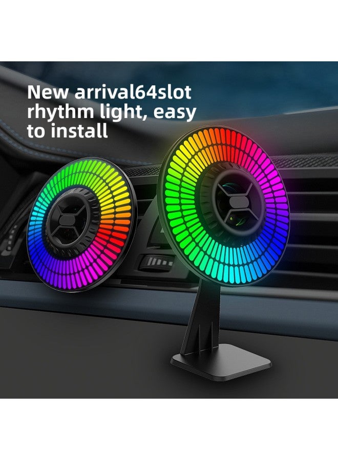 Loquat Source RGB Voice-activated Music Rhythm Light 64-bit Pickup Light Car Led Car Spectrum Display Car Interior Light-Light Color:Round 64-bit Charging Model With Magnetic Suction - Image 4
