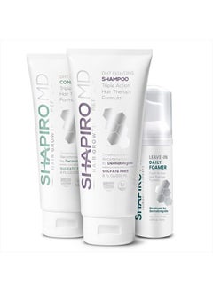Shapiro MD Natural Hair Kit for Thicker, Fuller, Healthier Looking Hair - Including Shampoo, Conditioner, and Leave-In Daily Foam (1 Month Supply)