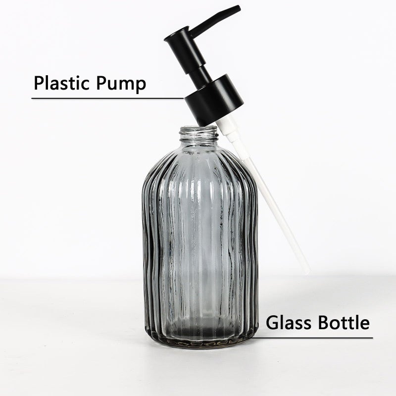 Topsky Glass Soap Dispenser With Plastic Pump  400Ml Liquid Hand Soap Dispenser  Rustproof Pump For Kitchen & Bathroom  Great For Lotions  Essential Oil  Liquid Soaps Gray - Image 3