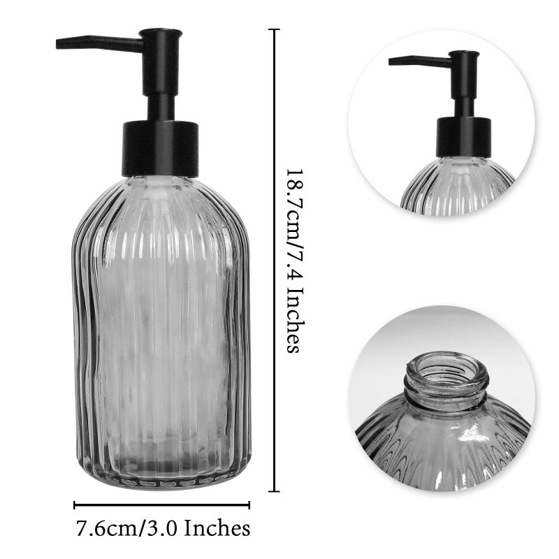 Topsky Glass Soap Dispenser With Plastic Pump  400Ml Liquid Hand Soap Dispenser  Rustproof Pump For Kitchen & Bathroom  Great For Lotions  Essential Oil  Liquid Soaps Gray - Image 4