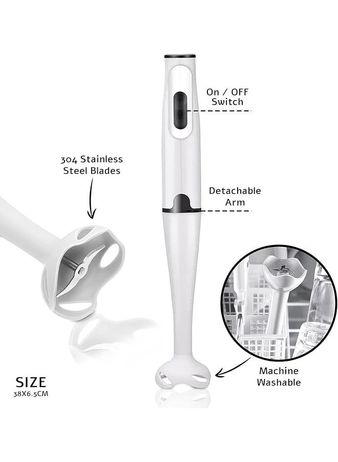 Denx Stick Blender 400W Handheld Electric Blender With Stainless Steel Blades Portable Grip Stick Mixer Use For Blending Pureeing Whipping And Mixing Soups Smoothies Sauces And More Dx2012 - Image 3