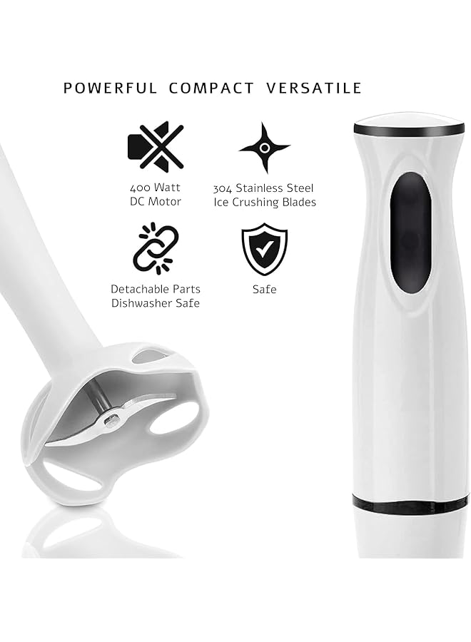 Denx Stick Blender 400W Handheld Electric Blender With Stainless Steel Blades Portable Grip Stick Mixer Use For Blending Pureeing Whipping And Mixing Soups Smoothies Sauces And More Dx2012 - Image 5