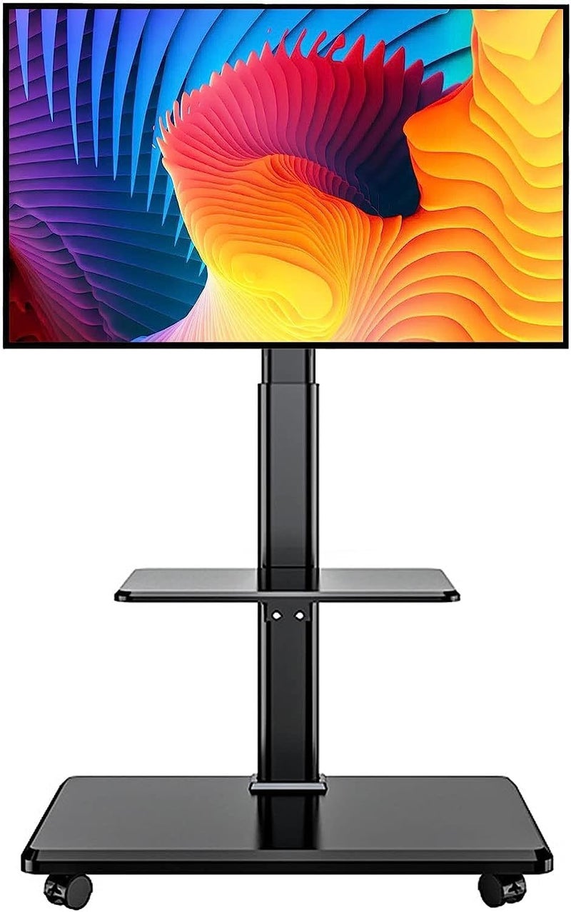 TDOO Movable TV Stand with Wheels, TV Table,mobile TV Floor Stand,Suitable 26-70 Inch LED Flat/Curved TV Stands Rolling cart with wheels,Swivel & Height Adjustable,for Family Living Room Bedroom Meeting - Image 1