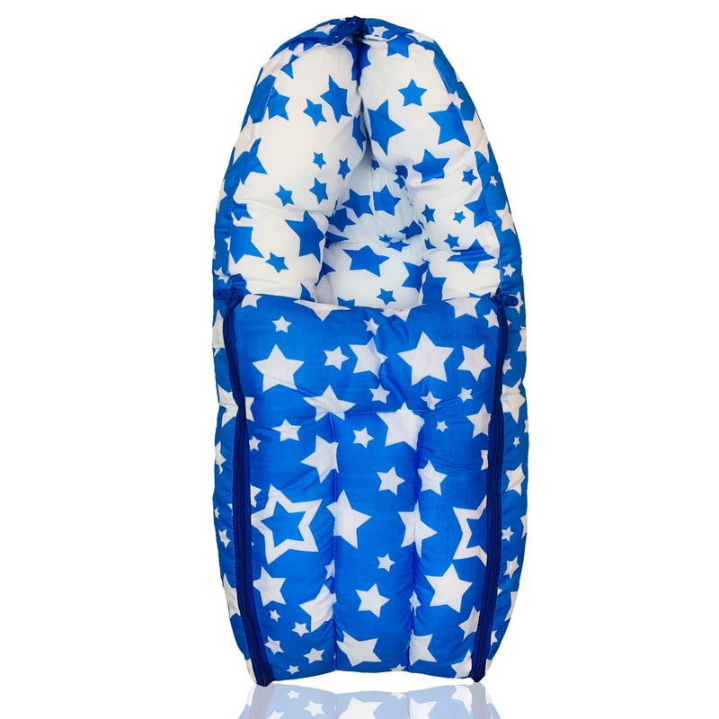 Infans Mini Star-Multi Mini 3 in 1 Baby's Cotton Bed Cum Carry Bed Printed Baby Sleeping Bag-Baby Bed-Infant Portable for Unisex Easily Portable, Light Weight Carry for New Born 0-4 Months Old(Blue) - Image 1