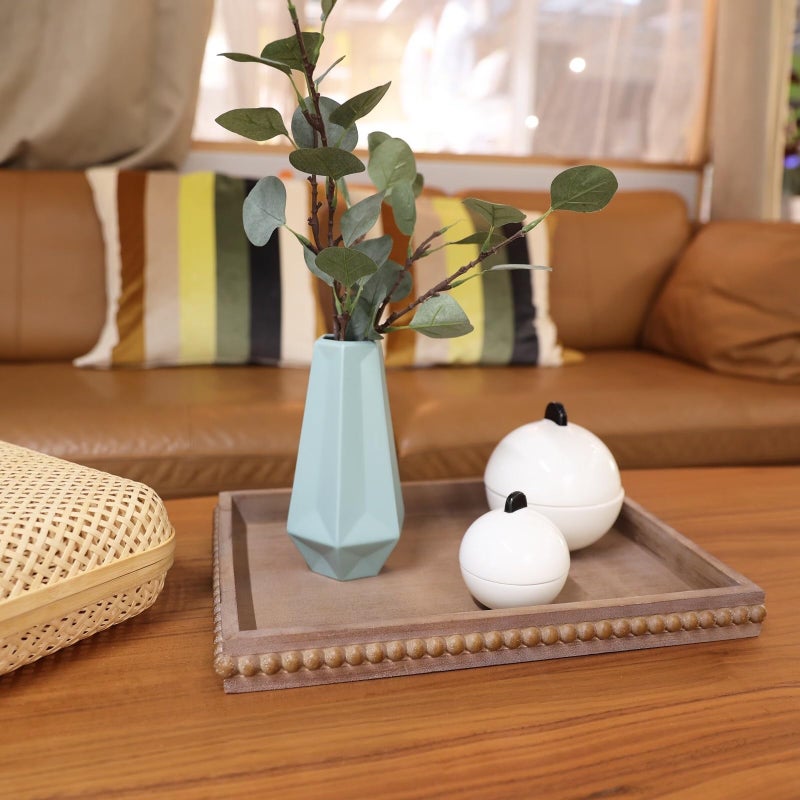 Hrastany Wood Decorative Tray, Distressed Outdoor Serving Tray with Wooden Bead for Ottoman, Coffee Table, Entertaining, Home Decor, Rectangular 15.7â€*11.8â€*1.57â€ (Retro Brown) - Image 3