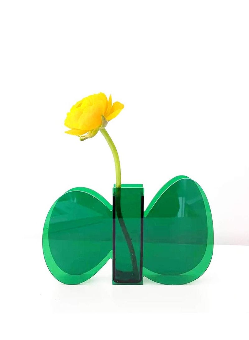 SYOSI Flower Vase, Acrylic Vases, Green Ins Style Floral Arrangement Green Leaf, for Wedding Centerpieces, Home Decorations, Office Ornaments  - Image 1
