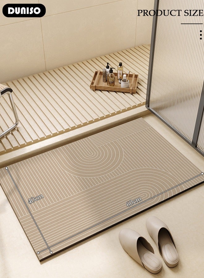 DUNISO حصيرة حمام من طين الدياتوم، حصيرة حمام، سجادات استحمام ناعمة للغاية وامتصاص، سجادة حمام غير قابلة للانزلاق، قابلة للغسل في الغسالة وتجفيفها، حصائر حمام لأرضية الحمام، حوض الاستحمام والدش - Image 4