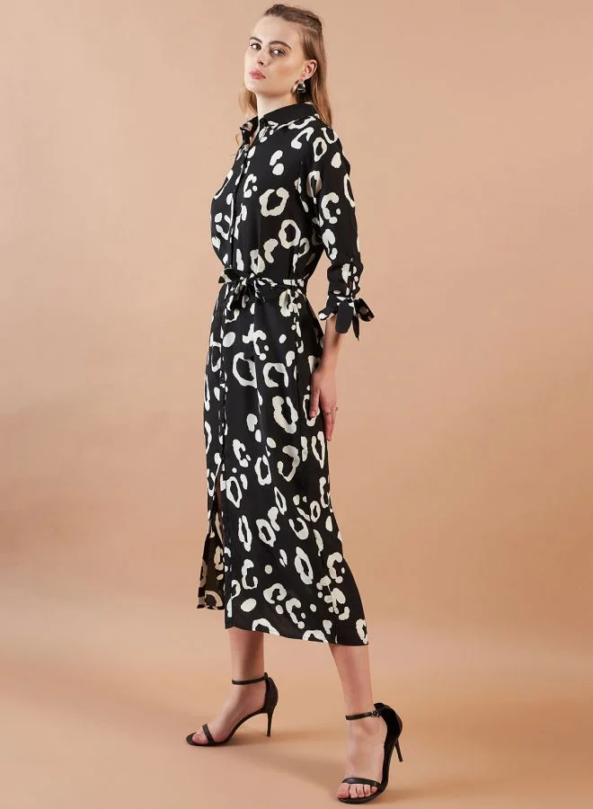 مرفوعة Women Loose Fit Casual Animal Print Maxi Dress
