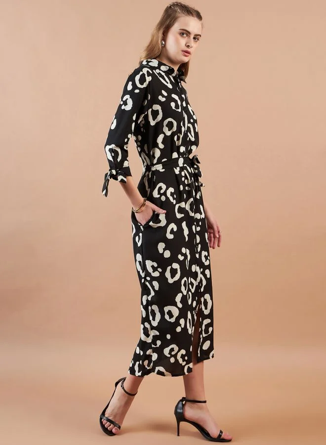 مرفوعة Women Loose Fit Casual Animal Print Maxi Dress
