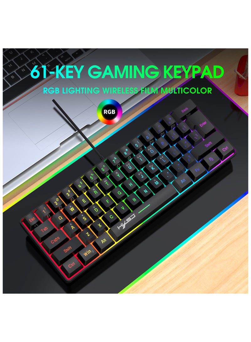 61 Keys RGB Gaming Keyboard 60% Mini Wired Waterproof For Gamer - Image 2