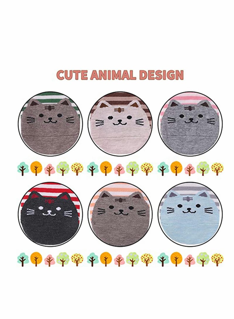 Women's Cartoon Animal Casual Cotton Crew Socks, Warm Thick Mid Calf Athletic Socks for Hiking, Running, Cycling, Sports - 6 Pairs Gift Set - Image 2