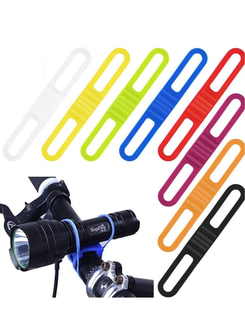 SYOSI 16PCS MTB Bicycle Silicone Band Bike Flashlight Holder strap, Universal Flash Light Phone, Led Rubber Elastic Strips Handle Lock blocks, Bandage Clip Belt Ribbon Mount  - Image 1