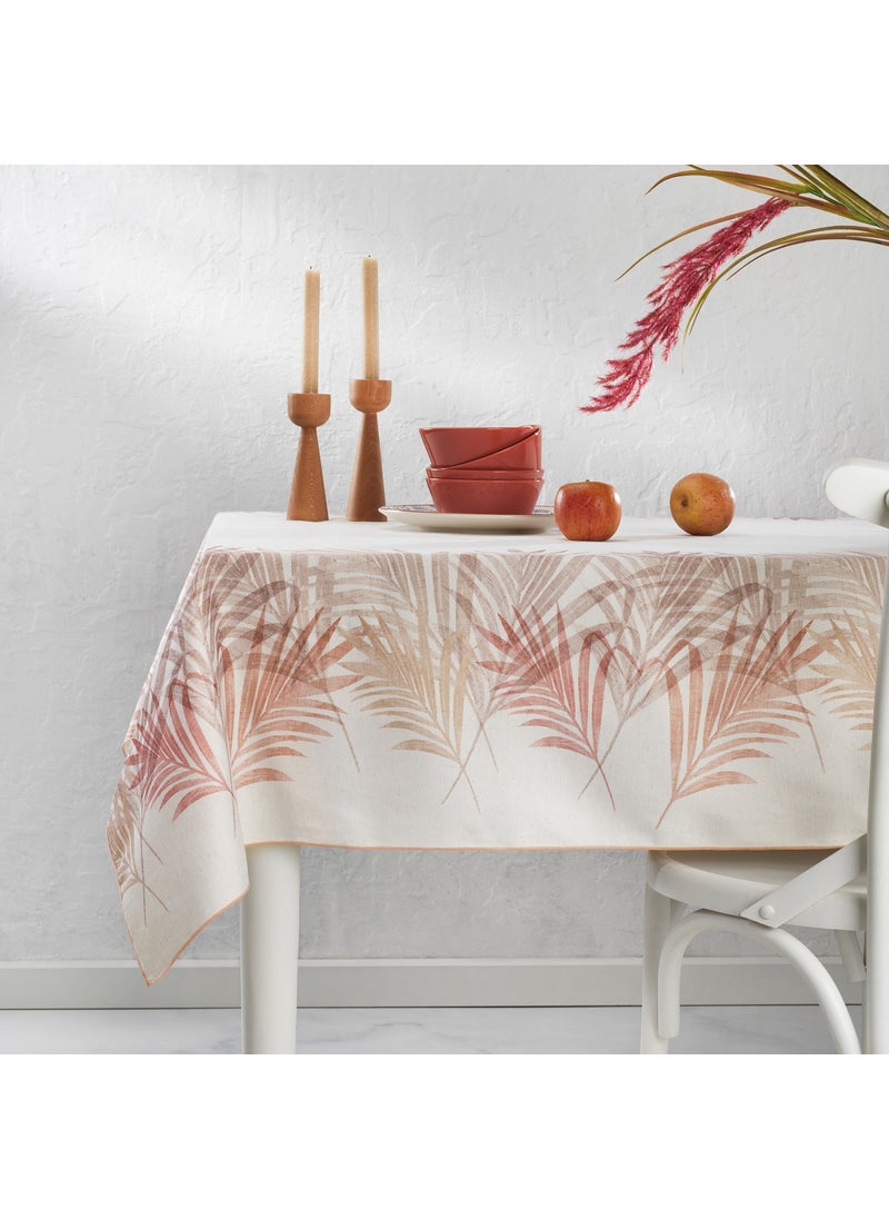 Schafer Home Leaf Poly Linen Tablecloth 150X220-TILE  - Image 1