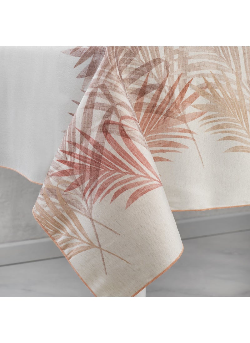 Schafer Home Leaf Poly Linen Tablecloth 150X220-TILE  - Image 2