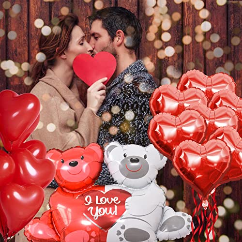 Lazybeee Valentines Balloons, Includes "I LOVE YOU" Balloon Cardstock, Teddy Bear Balloon, 32 Heart Balloons, Romantic Decorations Special Night, Valentine decoration - Image 4