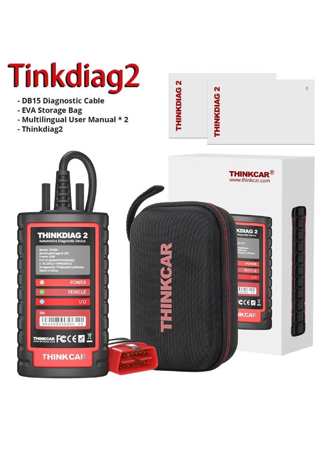 THINKCAR Thinkdiag2 Bidirectional OBD2 Diagnostic Scanner for All Systems for iOS and Android, Bluetooth 5.0 with CAN FD Protocol, AutoVIN, Active Test, Over 15 Reset Functions, ECU Coding - Image 2
