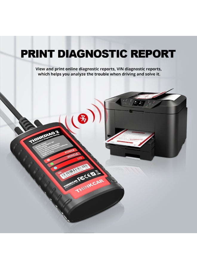 Thinkdiag2 Bidirectional OBD2 Diagnostic Scanner for All Systems for iOS and Android, Bluetooth 5.0 with CAN FD Protocol, AutoVIN, Active Test, Over 15 Reset Functions, ECU Coding