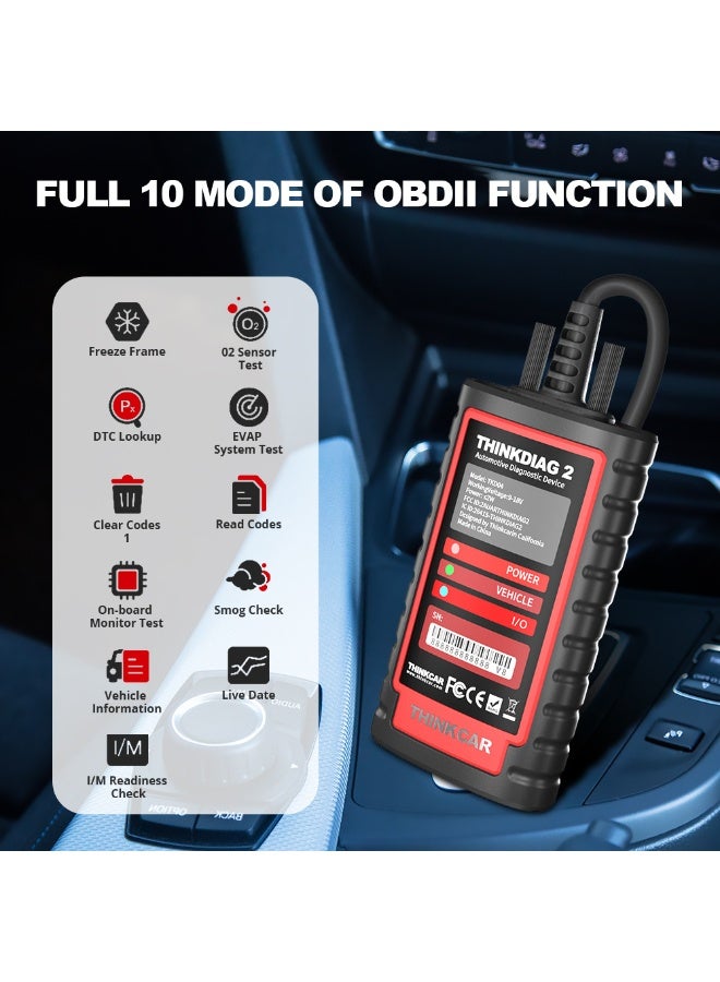 Thinkdiag2 Bidirectional OBD2 Diagnostic Scanner for All Systems for iOS and Android, Bluetooth 5.0 with CAN FD Protocol, AutoVIN, Active Test, Over 15 Reset Functions, ECU Coding