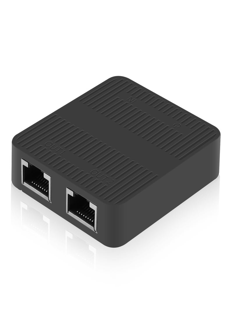 SYOSI RJ45 Ethernet Splitter Adapter Gigabit, RJ45 Network Splitter 1 to 2 , Cat5, Cat6, Cat7 RJ45 Network Extension Connector, 2 Ports Devices Share The Internet at The Same Time (black) - Image 1