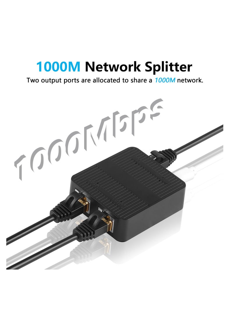 SYOSI RJ45 Ethernet Splitter Adapter Gigabit, RJ45 Network Splitter 1 to 2 , Cat5, Cat6, Cat7 RJ45 Network Extension Connector, 2 Ports Devices Share The Internet at The Same Time (black) - Image 3