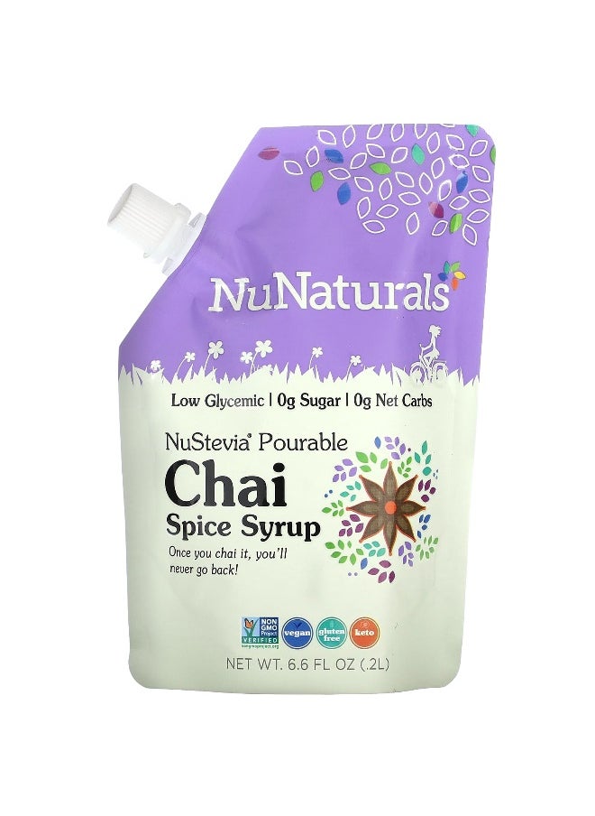 NuNaturals NuNaturals, NuStevia Pourable Chai Spice Syrup, 6.6 fl oz,  (0.2 l)  - Image 1