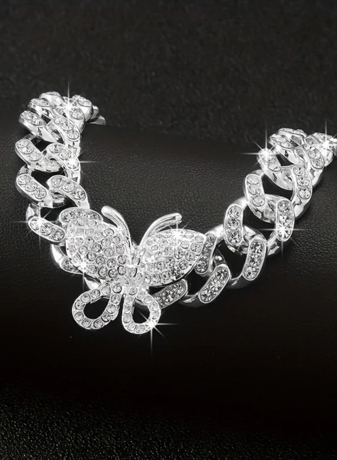 Take Two  Silver Butterfly Cuban Chain Bracelet for Women | Best Price UAE