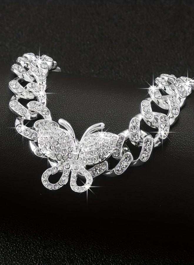 Take Two Silver Butterfly Cuban Chain Bracelet - Image 3