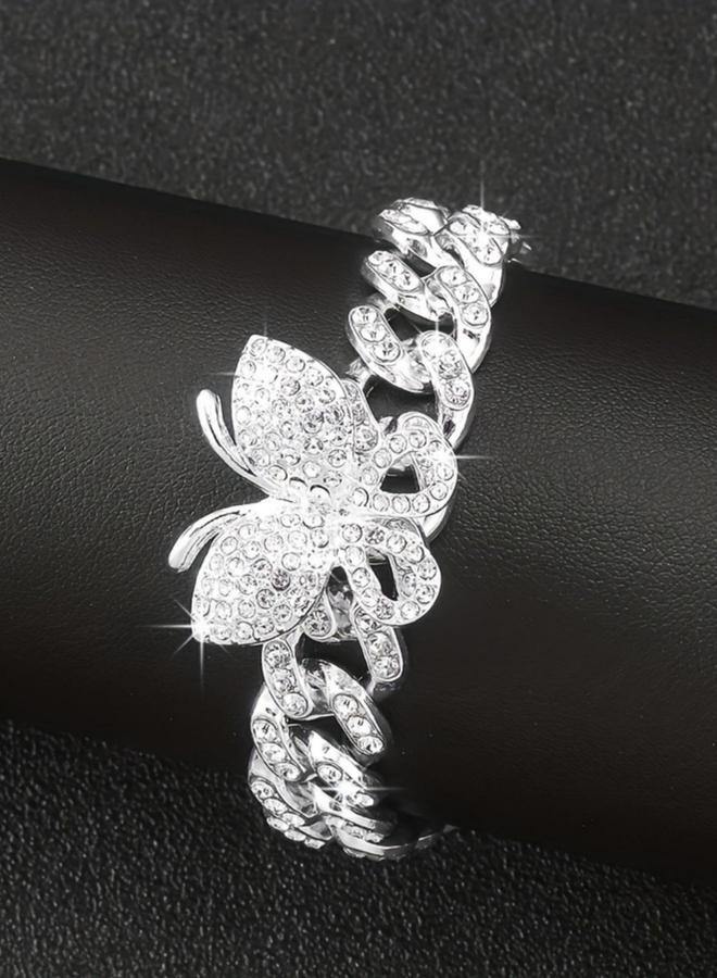 Take Two Silver Butterfly Cuban Chain Bracelet - Image 2