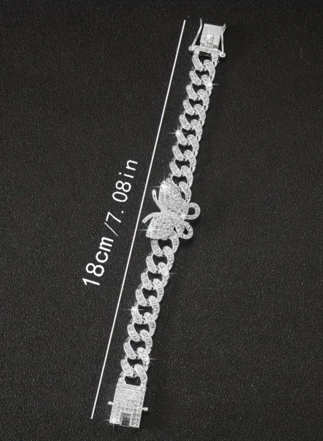 Take Two  Silver Butterfly Cuban Chain Bracelet for Women | Best Price UAE