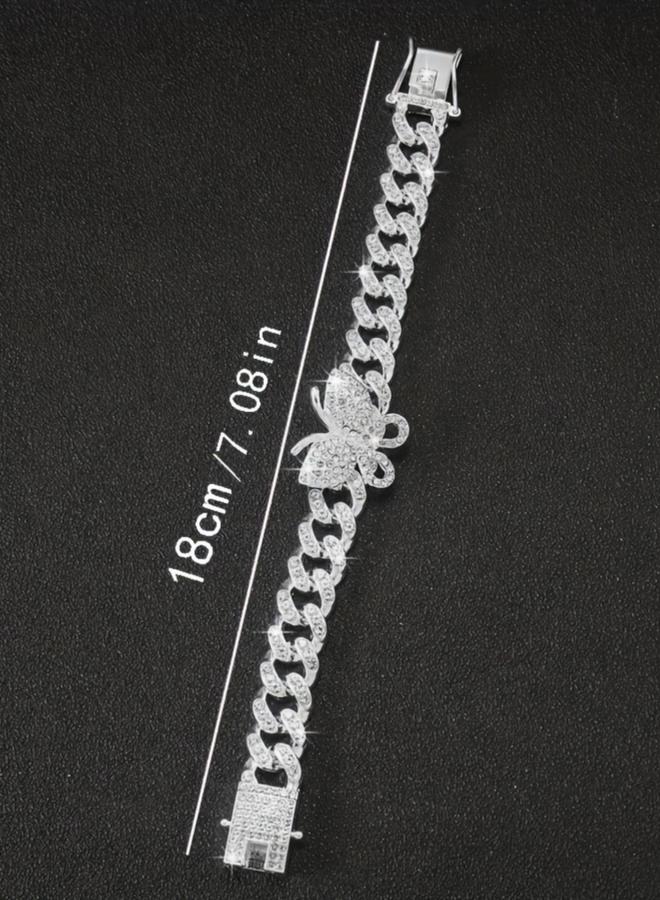 Take Two Silver Butterfly Cuban Chain Bracelet - Image 4