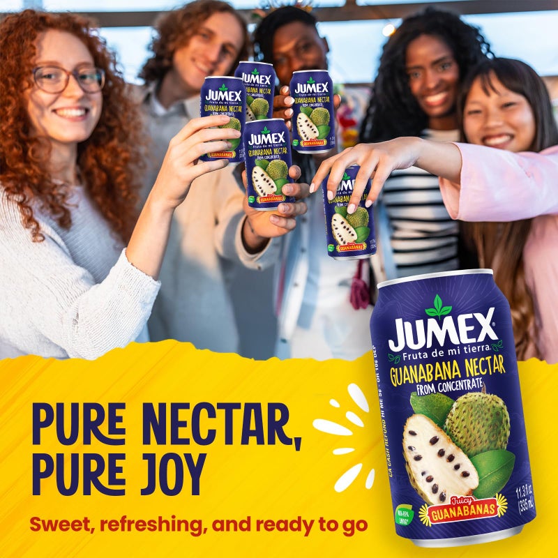 عصير جومكس من فاكهة السورسيوب - مصنوع من هريس فاكهة الجوانابانا - مركز عصير الجوانابانا لخلط عصائر الفواكه الاستوائية، خلطات الكوكتيل ومشروبات الأطفال - 11.3 أونصة، عبوات مشروبات معلبة عدد 24 - Image 3