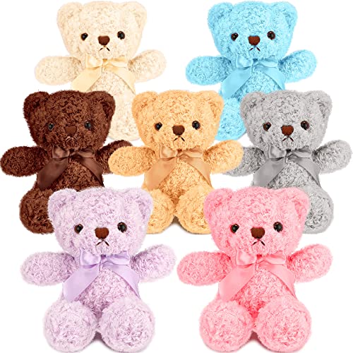 Zomiboo 7 Packs Plush Bear Stuffed Animals Plush Soft Cute Stuffed Dolls Birthday Party DecorationsBright Colors - Image 1