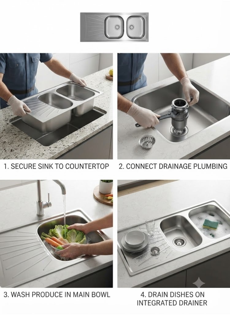 Teka STARBRIGHT 80 E-XN 2B 1D Inset reversible sink with matt finish in 80 cm - Image 2