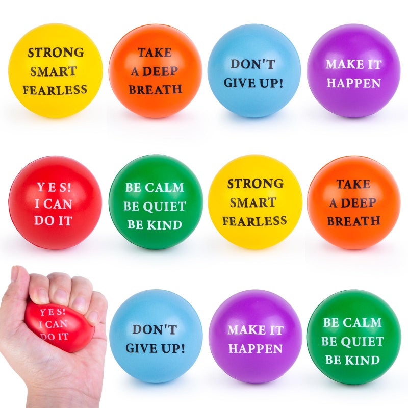 MCPINKY Motivational Stress Balls for Adults 12PCS Foam Stress Balls with Positive Quetos for Birthday Party Favor Employee Appreciation Gifts Goodie Bags Stuffer Relieve Anxiety Manage Anger 2 Inch - Image 3