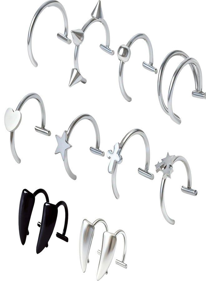 TKWXE Fake Lip Piercing Faux Lip Ring Cuffs Clip on Faux Snake Bites Hoops Non Piercings Jewelry Vampire Teeth Fangs - Image 1