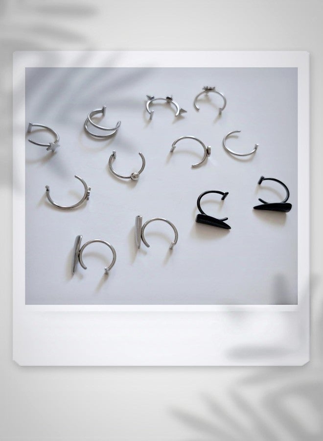 TKWXE Fake Lip Piercing Faux Lip Ring Cuffs Clip on Faux Snake Bites Hoops Non Piercings Jewelry Vampire Teeth Fangs - Image 5