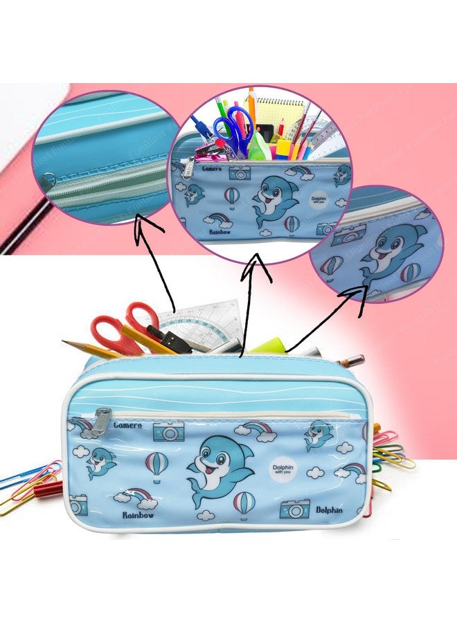 FunBlast Pouches for Kids and Adults - Dolphin Print Pouch, Multi-Purpose Zipper Pencil Case, Cosmetic Pouch, Travel Pouch, Storage Organizer Pouch, Stationery Holder Case (Dolphin) - Image 4
