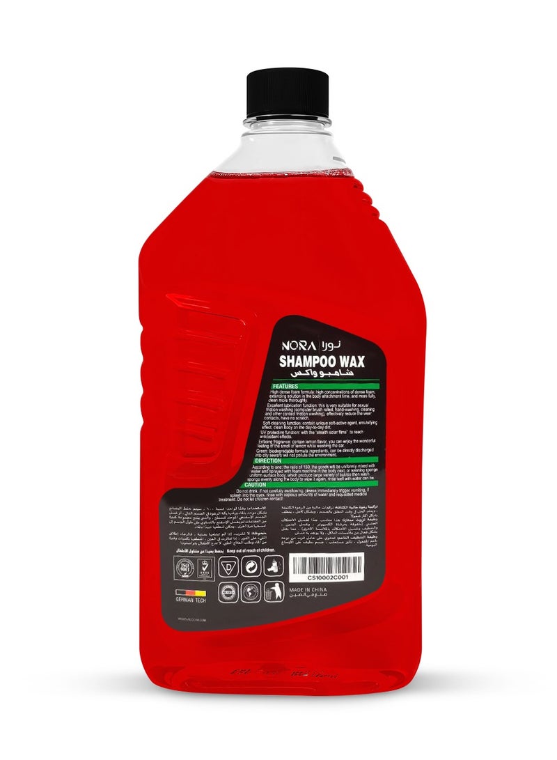 NORA Car Care Shampoo Wax N-206, 2L, Thick Foaming Car Wash Shampoo with Wax Protection, Deep Cleaning, Glossy Shine & Water Repellent Formula, Safe for Paint, Plastic, Vinyl Parts & Tyre Sides - Image 2