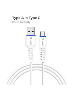 Raegr RapidLine USB Type-A to Type-C Cable, (1M/3.3ft) | Upto 20W PD Fast Charging 2.4A | Compatible with Galaxy S24/S23/S22 series, Note 20/10 Series, Pixel 8/7 Series, iPad Pro etc - White  - Image 2