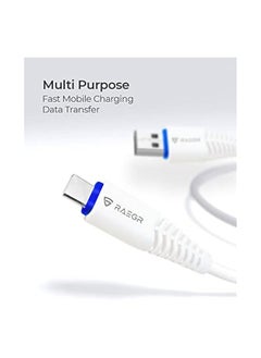 Raegr RapidLine USB Type-A to Type-C Cable, (1M/3.3ft) | Upto 20W PD Fast Charging 2.4A | Compatible with Galaxy S24/S23/S22 series, Note 20/10 Series, Pixel 8/7 Series, iPad Pro etc - White  - Image 4