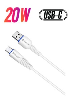 Raegr RapidLine USB Type-A to Type-C Cable, (1M/3.3ft) | Upto 20W PD Fast Charging 2.4A | Compatible with Galaxy S24/S23/S22 series, Note 20/10 Series, Pixel 8/7 Series, iPad Pro etc - White  - Image 1
